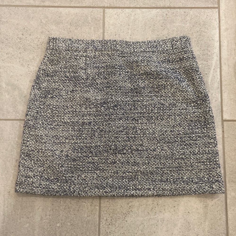 Theory Tweed Mini Skirt (Navy, Black & White, Size 2)